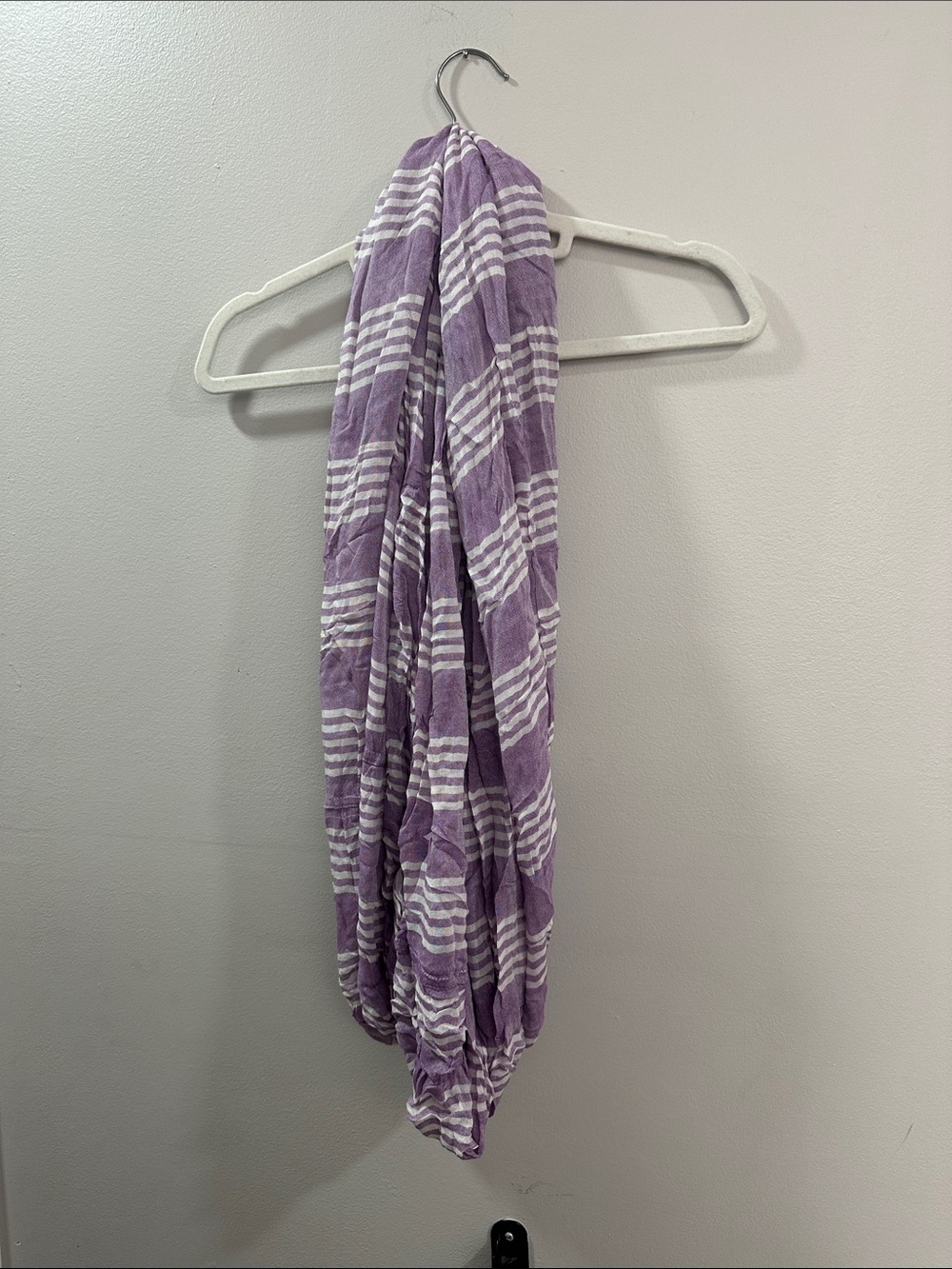 New York & Company Lavender and White Striped Scarf